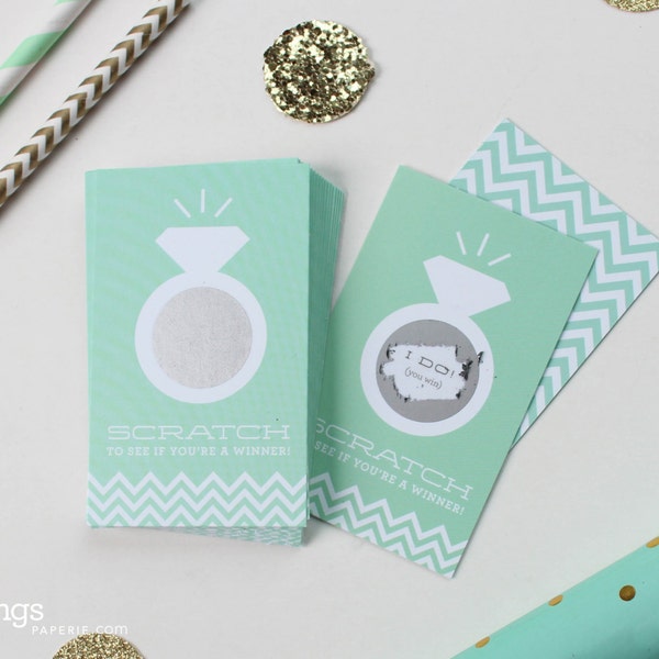 SALE! 24 Scratch Off Cards for Bridal Shower Game // Mint Green
