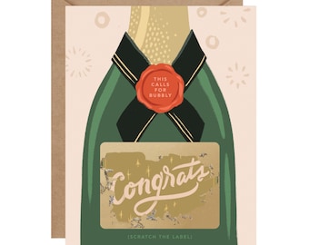 Bubbly Champagne Scratch-off  // Congratulations / Wedding Card