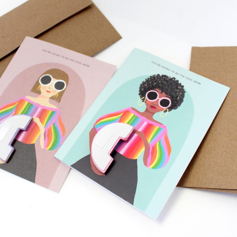 Cool Mom-zwangerschapskaart – pop-up honingraat, cadeau nieuwe baby afbeelding 6