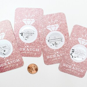 Scratch-off Cards // Bridal Shower Game, Party Game, Virtual Bridal Shower Activity, Bachelorette Party Games // Rose Gold Glitter image 4