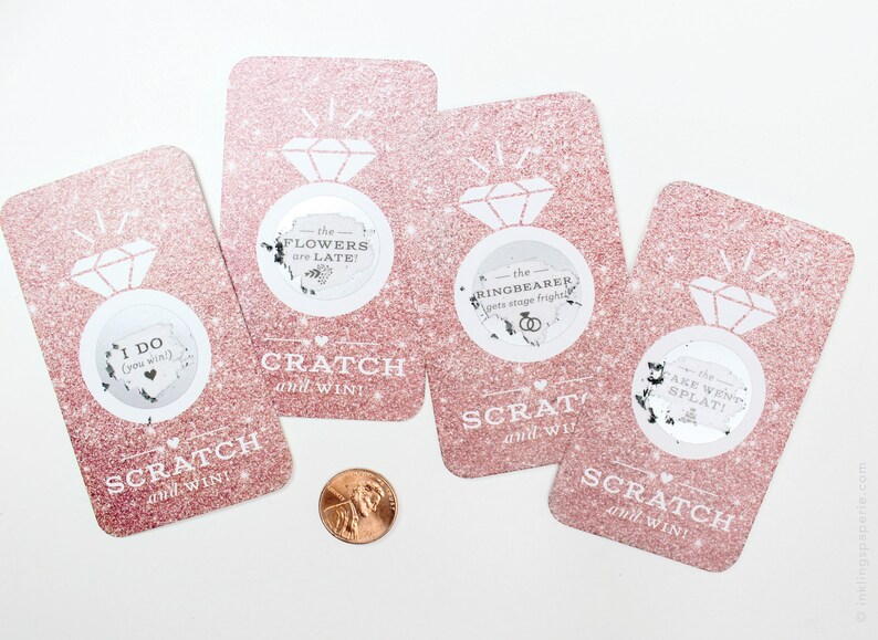 Scratch-off Cards // Bridal Shower Game, Party Game, Virtual Bridal Shower Activity, Bachelorette Party Games // Rose Gold Glitter image 4