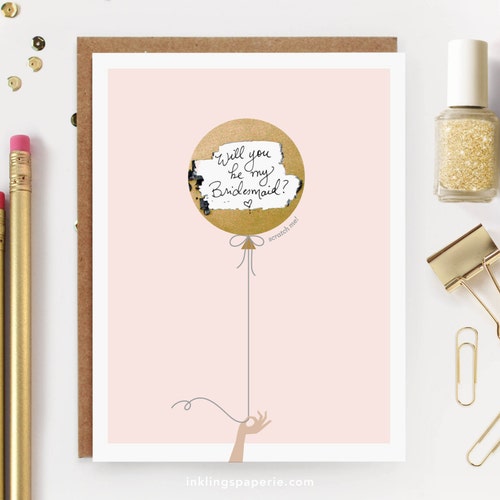 Personalised Be My Bridesmaid Proposal Card Scratch & Reveal Hidden Message 