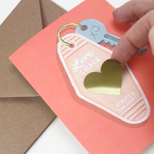 Scratch-off Love Shack Key // Write your own message, I love you Card, Wedding Card image 5