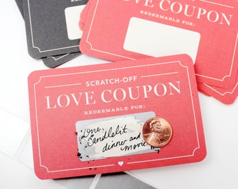 Scratch-off Love Coupons // DIY Valentines, love coupons, sexy valentine, couples valentine, valentine for him, boyfriend gift, husband gift