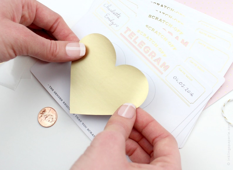 Scratch-off Telegram // Classic Cream & Black //Write in card for pregnancy announcement, birthday card, be my bridesmaid, or thank you card 画像 3