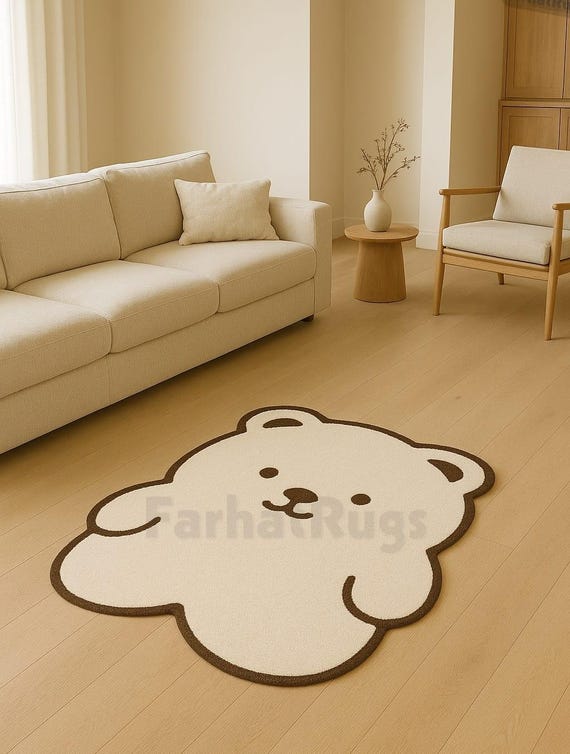 Cute Bear Shaped Rug Kawaii Nursery Rug Kids Room Carpet