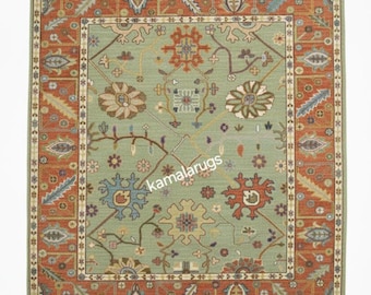 Sage Green Oushak Rug - Traditional Oriental Pattern