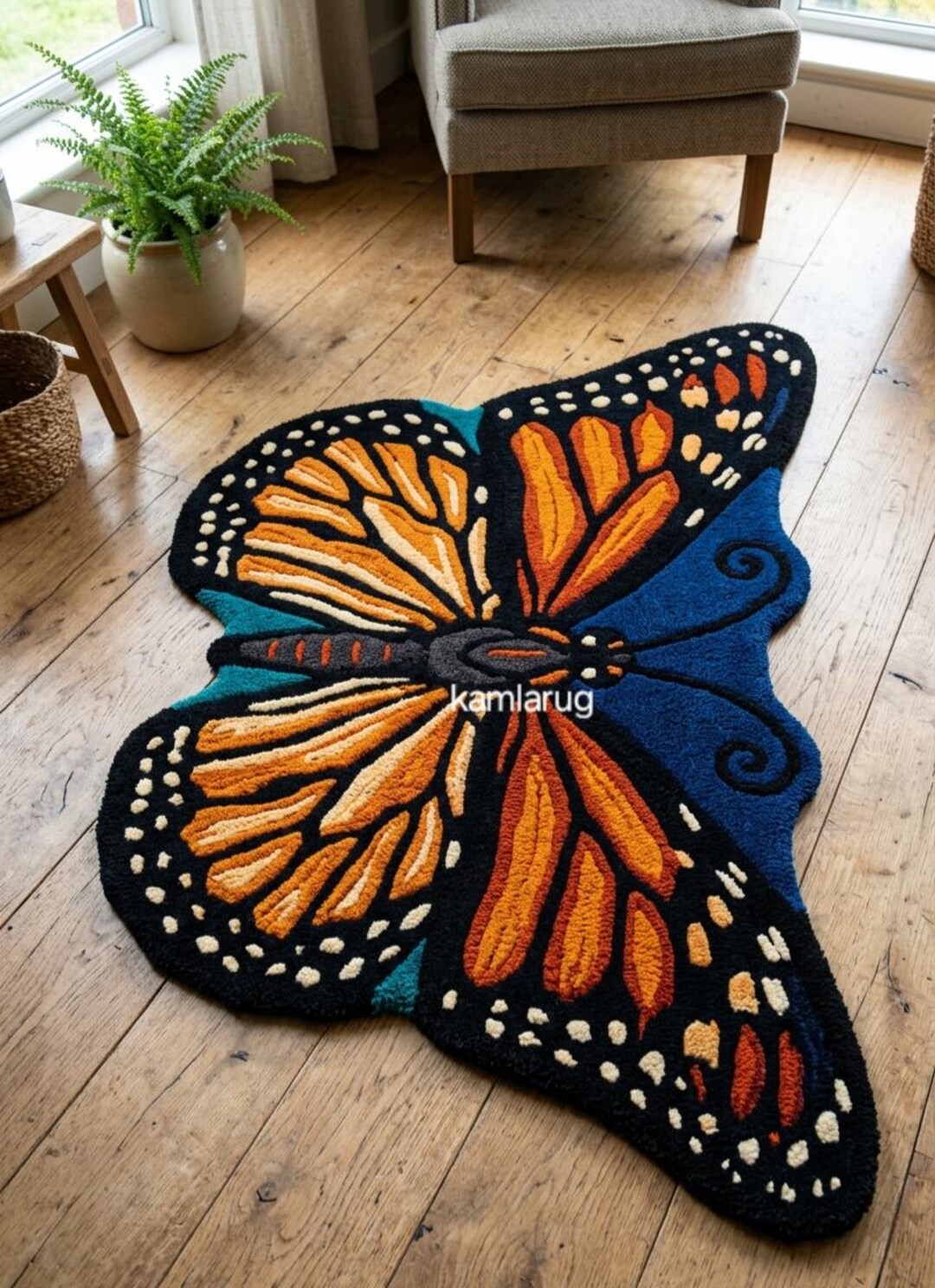 6×9 Monarch Butterfly Tufted Rug, Handmade Area Rug - Etsy