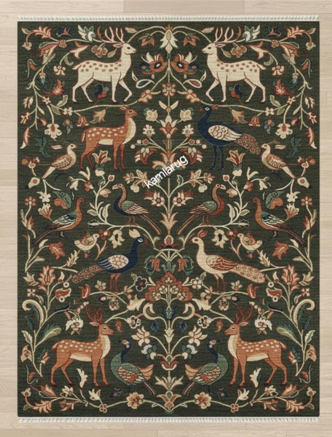 Wool Abstract Animal Pattern Rug Hand Knotted Wool Forest Animal Rug, Nature Inspired Woodland Decor - Etsy