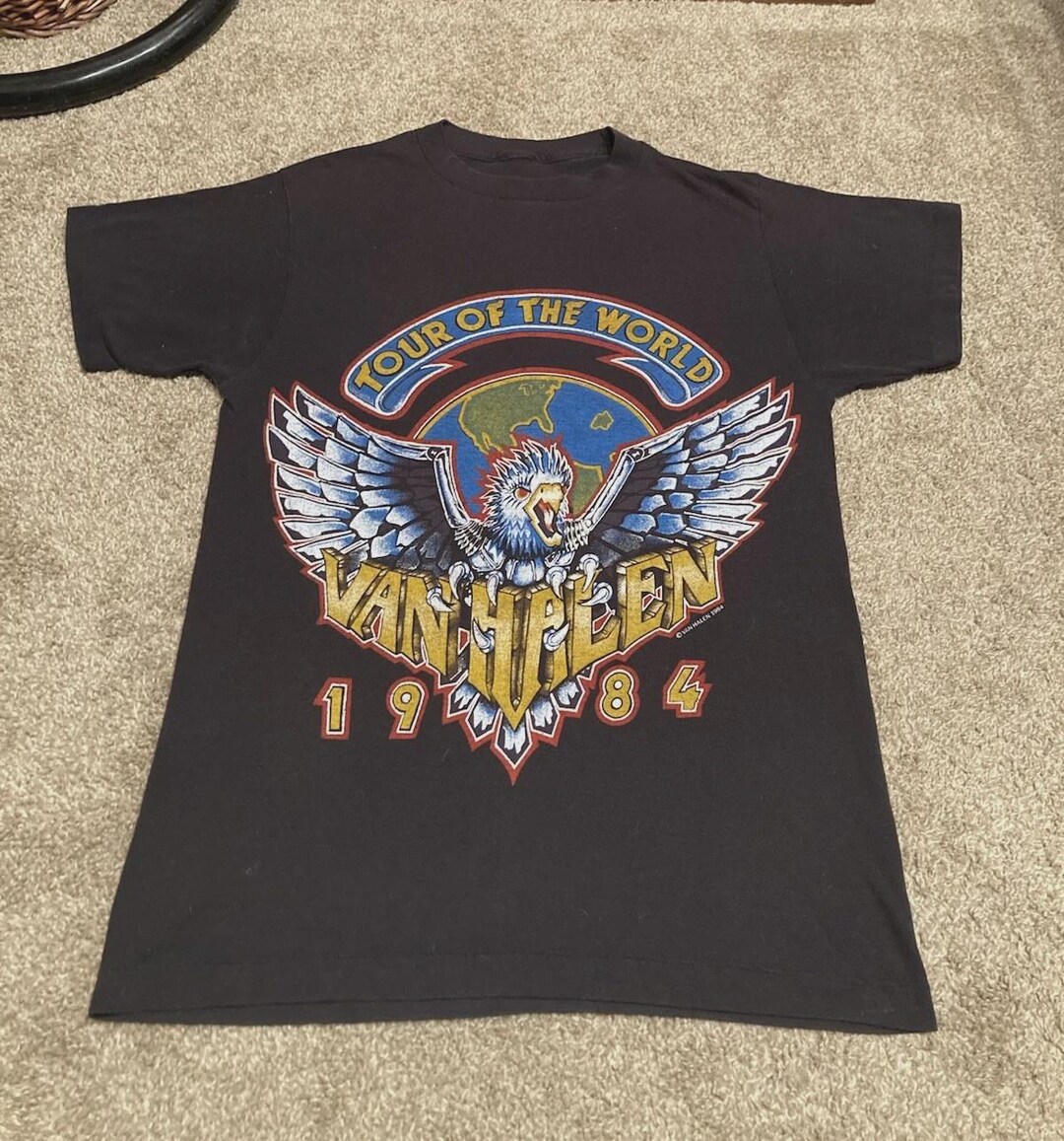 Vintage Graphic Van Halen Tour of the World 1984 T-shirt Size S