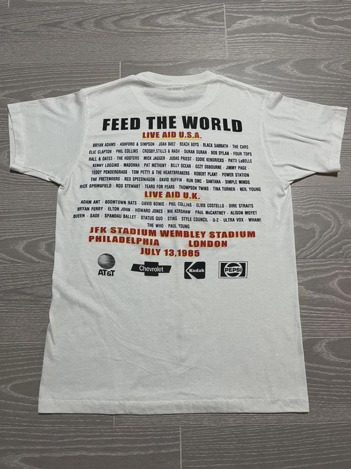 Vintage Graphic Live Aid 1985 Philadelphia Concert T-shirt Size S