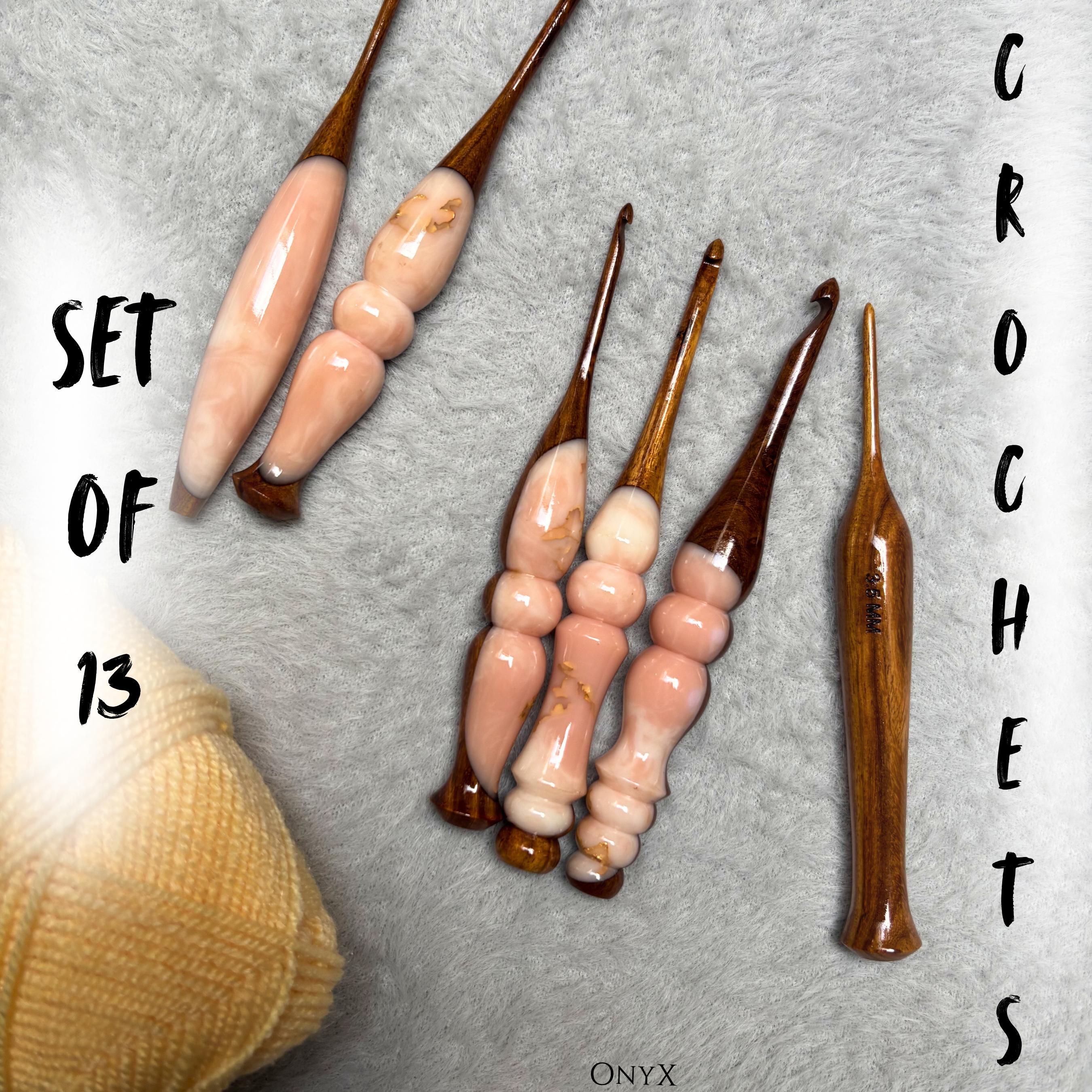 Handcrafted Handles | Crochet Hook Set – Rosewood & Resin | Rose ...