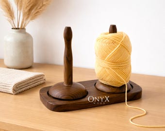 Rosewood Double Yarn Ball Holder, Wooden Yarn Spinner, Rotating Knitting & Crochet Yarns Dispenser