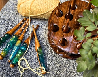 Wooden Crochet Hook Holder Stand – Handmade Organizer & Storage Rack