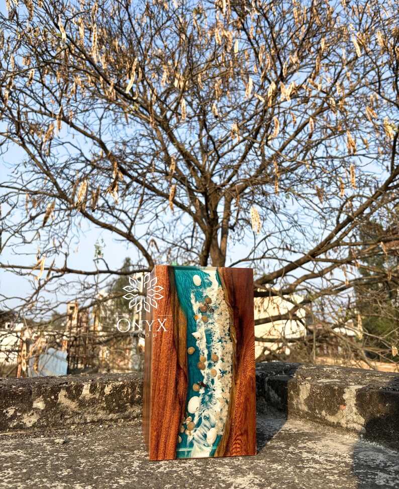 Making A Memorial Shell Handcrafted Wooden Resin Memorial Urn Box | Oceanic Wave | Real Shells ...