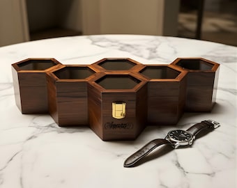 Rosewood Watch Box Organizer: Handmade 5-Slot Display Case