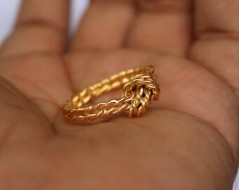 Handmade Gold Love Knot Ring: Dainty Minimalist Jewelry