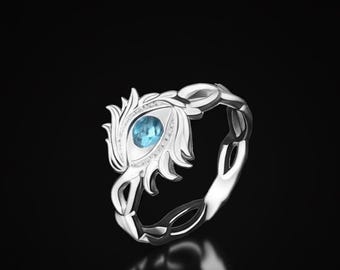 Gojo Blue Gemstone Ring: Handmade Sterling Silver Anime Jewelry