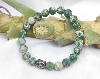 Tree Agate Beaded Bracelet: Handcrafted Gemstone Healing Jewelry