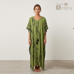 olive green tie dye dress Olive Green Tie Dye Printed Shoulder Straps Long Bobbin Gown Dress