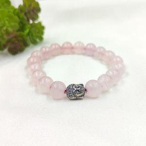 Rose Quartz Beaded Bracelet: Genuine Gemstone, Healing Crystal Jewelry
