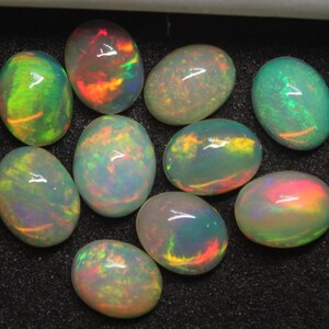 7.00 Carat Natural Ethiopian Opal Lot - Oval Shape Opal - Colourful Cabochon Loose Gemstones - Jewellery Making Gemstone