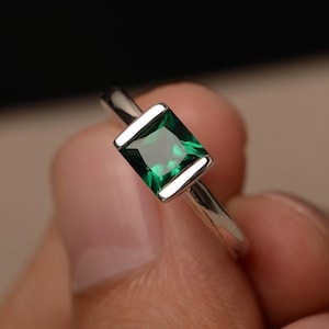 Emerald Ring -Statement Ring - 925 Sterling Silver Engagement Ring -  Wedding Ring - Anniversary Gift - Gift For Her