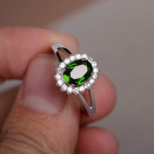 Emerald Solitaire Ring - 925 Sterling Silver - Promise Ring - Engagement Ring - Wedding Ring -Anniversary Gift -Statement Ring -Gift For Her