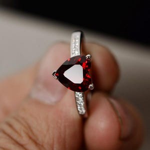Heart Cut Garnet Ring – Love-Inspired Ring - 925 Sterling Silver Engagement Ring-Statement Ring-Wedding Ring -Anniversary Gift-Birthday Gift