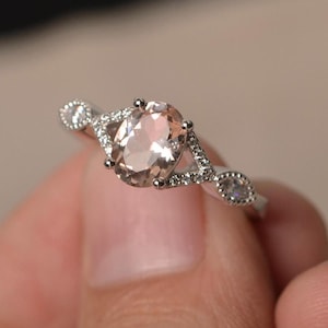 Morganite Ring - 925 Sterling Silver - Dainty Ring - Engagement Ring -Wedding Ring - Anniversary Gift - Statement Ring - Gift For Her