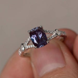 Alexandrite Ring -Engagement Ring - 925 Sterling Silver Statement Ring - Wedding Ring -Color Changing Gemstone Ring  - Birthday Gift For Her
