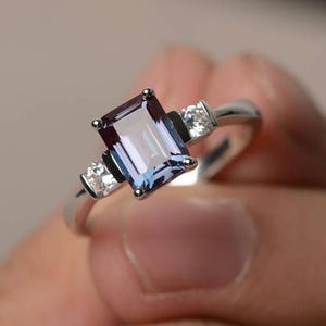Alexandrite Ring - 925 Sterling Silver Statement Ring - Color Changing Gemstone Ring -Engagement Ring - Wedding Ring -Birthday Gift For Her