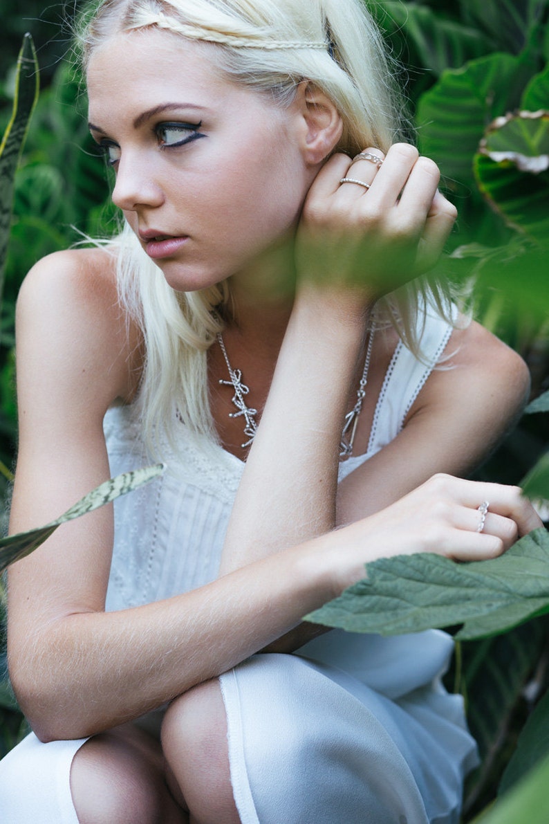 Sterling silver beaded necklace bohemian necklace boho necklace sacred geometry boho pendant