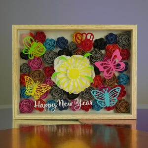 Cornice personalizzata per la mamma, regalo per la festa della mamma o il compleanno con rose di carta, regalo per la festa del papà, compleanno del papà, nonna e nonno