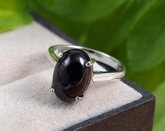 Handgemachter Stapelring aus schwarzem Onyx