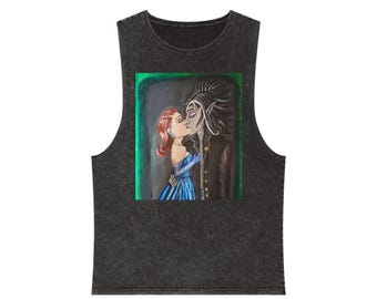 Romantic Gothic Couple Kiss tank top | stonewash sleeveless tee