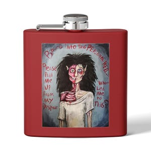 Engraved Vampire Flask: Gothic Stainless Steel Drinkware - 6oz