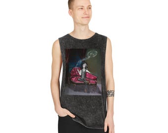 Smug Vampire Smoker Tank Top dark humor vampire graphic punk tank top alternative fashion gothic summer wear novelty humor tank top gift