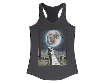 Dark Romance racerback tank top cemetery lovers design gift for her gothic gift for her women's gothic Halloween workout apparel for her