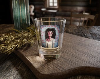 Creepy Vampire Shot Glass Horror Barware, Halloween party favor, spooky design gift for vintage horror movie lovers creepy home accents