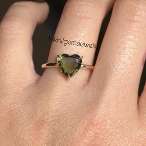 Heart Moldavite Ring: Sterling Silver Engagement, Anniversary