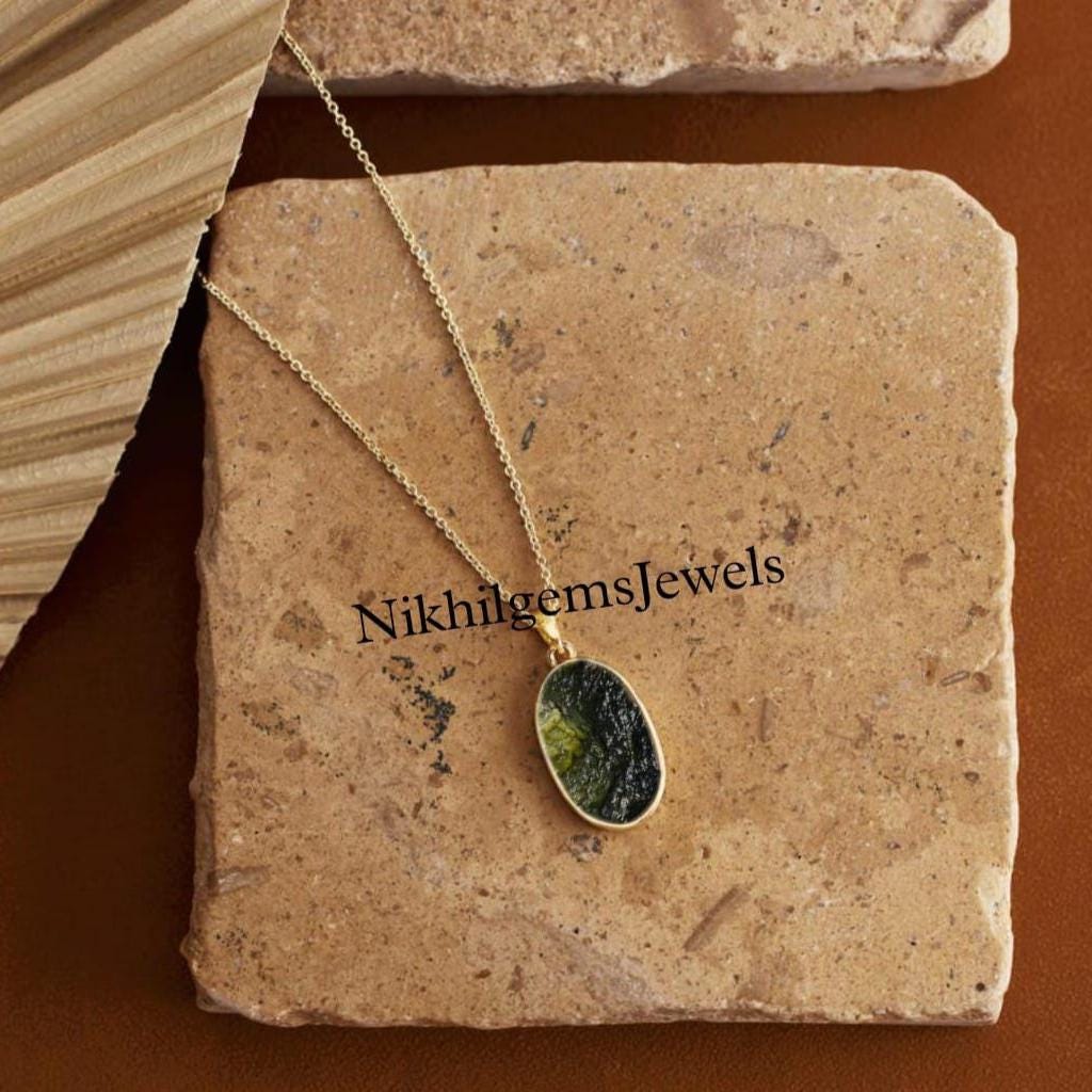 14K Gold A-Grade zertifizierte Moldavite Aus Chlum, Tschechische Republik | 925 Sterling Silber, 18k Gelb / Rose Gold vergoldet | High Vibration Schmuck