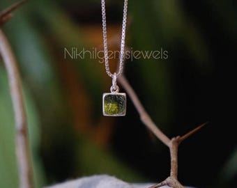 14K Gold A-Grade zertifizierter Moldavit Aus Chlum, Tschechische Republik | 925 Silber, 18k Gelb-/Rosevergoldet | High Vibration Schmuck