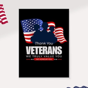 Thank You Card For Veteran Service Member, Military Navy Marines Cards, Thank You For Your patriotic Service  Veterans Day Thank You Card