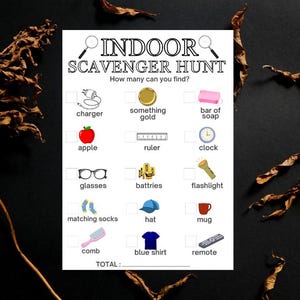 Indoor Scavenger Hunt Printable, Treasure Hunt for Kids Template, Things to do at Home Idea, Toddler Preschool Party Game, Riddle Clue Cards