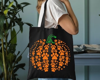 Pumpkin Canvas Tote Bag: Reusable Fall Market Bag