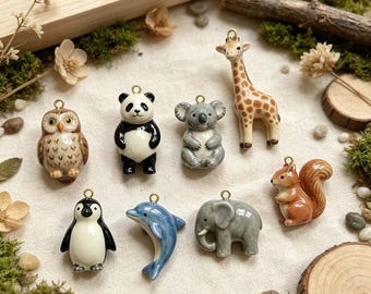 Dierenbedeltjescollectie, geëmailleerde dierenhanger, panda-, koala-, dolfijn- en uilenbedeltje, dierenbedeltje voor op een tas, benodigdheden voor het maken van sieraden (doe-het-zelf)