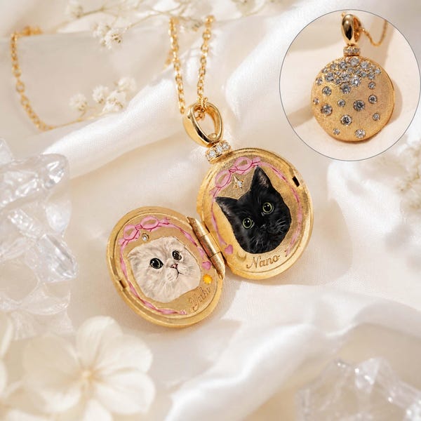Vintage Gold Locket Necklace, Rhinestone Pendant Necklace, Moon Star Heart Locket Jewelry, Cute Pet Portrait Locket Gift for Women
