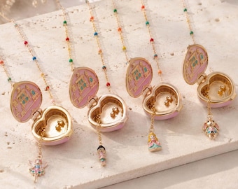 Collana con ciondolo a forma di fata, grazioso ciondolo a forma di cuore segreto, collana con ciondolo a forma di coniglietto principessa, regalo fantasioso per lei, gioielli ispirati alle fiabe.