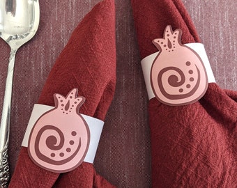 Pomegranate Napkin Ring Printable Table Decor for Rosh Hashanah and Sukkot